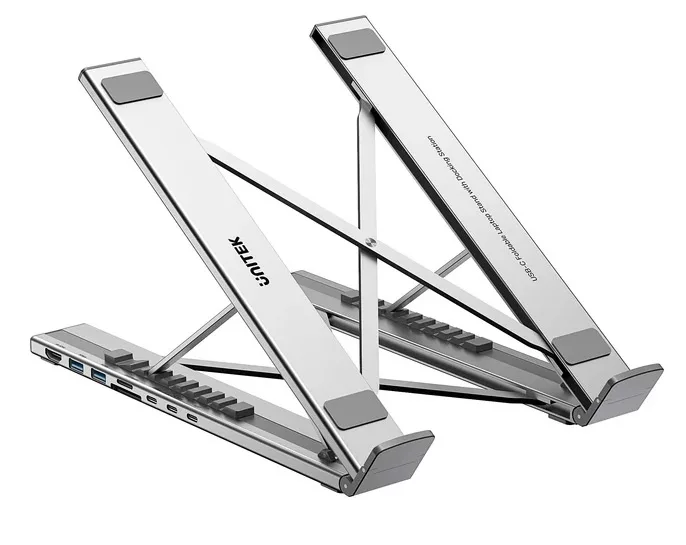 Imagen de Soporte y HUB Unitek para Notebook aluminio plegable