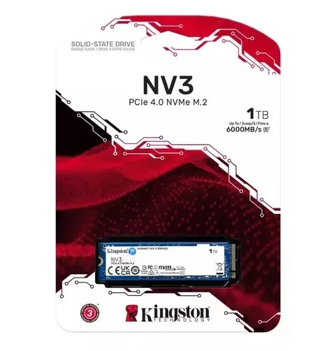 Imagen de Disco SSD NV3 Kingston 1000GB NVMe M.2 2280 PCIe Gen4x4