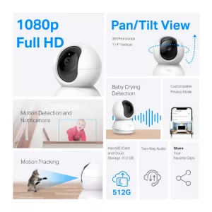 Cámara De Seguridad Tp-Link Tapo C200 Interior Visión Nocturna 1080p 360°