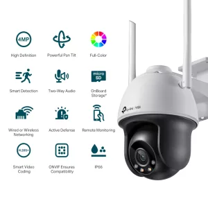 Cámara Seguridad Ext Tp-Link Vigi C540 360° Wi-Fi Color Día Noche 2K 4mp