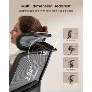Silla de Escritorio Ergonómica Ajustable 360°/130° ProtoArc Ec200