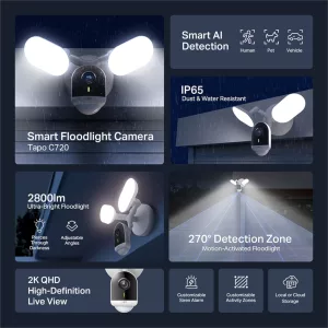 Cámara De Seguridad Tp-Link Tapo C720 Exterior Visión Nocturna 2K Reflector