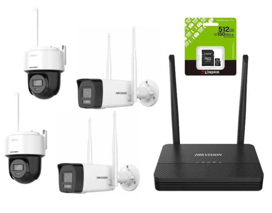 Imagen de Combo Hikvision NVS Wifi 6 + 4 camaras 2MP + MicroSD 512GB