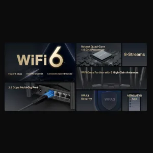 Router Mercusys Mr90x Wifi 6 De Doble Banda Ax6000